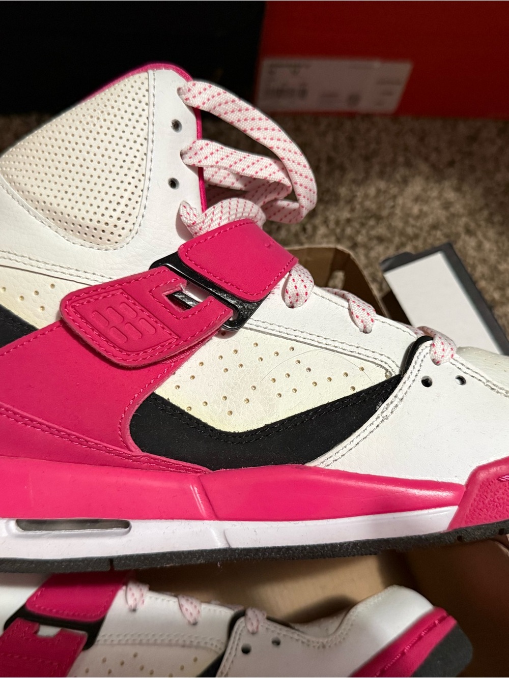 Jordan Kids' Pink, White and Black High-Top Sneakers